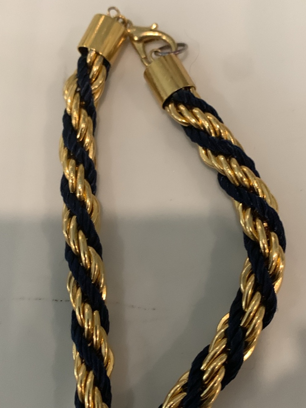 Gold and Navy Rope Twist Necklace - Classic Women's Jewelry